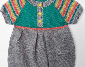 BABY DRESS hand knit wool layette birthday gift 1 year, in France