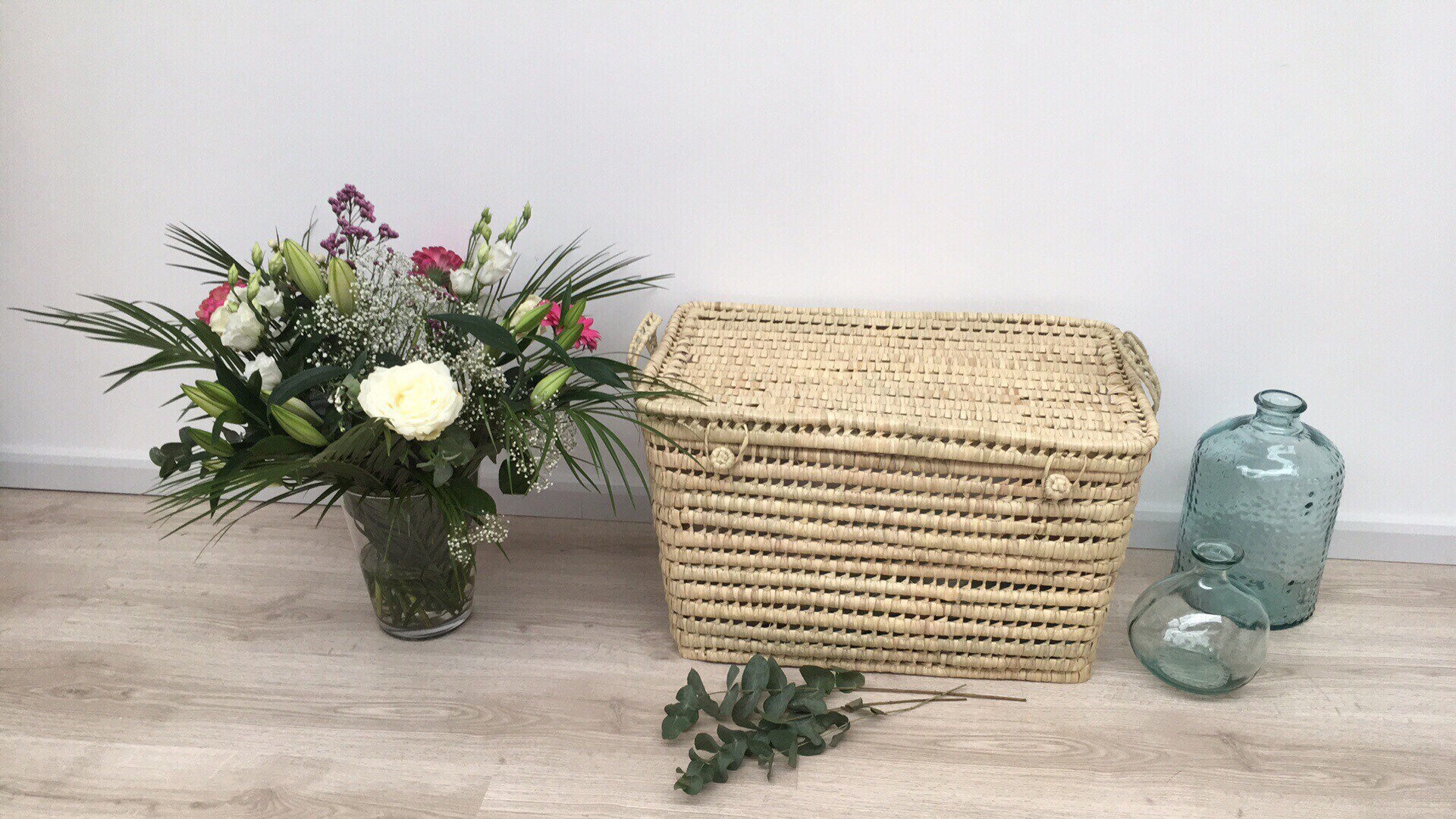 Coffre de Rangement en Feuille Palmier Fait Main Au Maroc