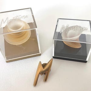 Vintage Montana collectible perfume: 2 miniatures (skin perfume eau de toilette and eau de parfum) and a pin