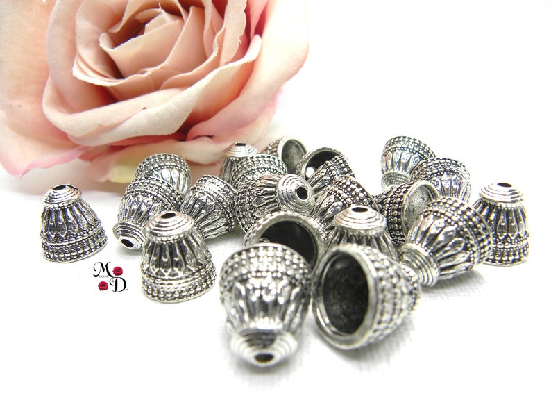 Indian cap tip, silver bell cap, X5 bell caps, silver engraved c Indian cap tip, silver bell cap, X5 bell caps, silver engraved c