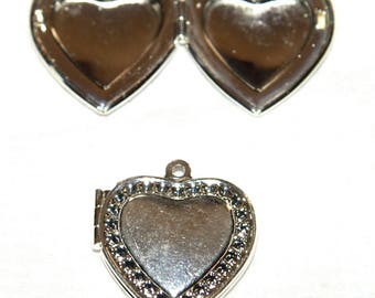 1 Heart Locket necklace silver 20 X 20 mm