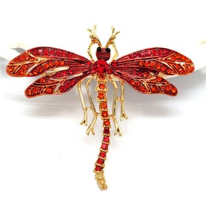 Dragonfly brooch pendant, golden dragonfly pendant, large rhinestone dragonfly, rhinestone dragonfly, dragonfly pendant, dragonfly, pendant
