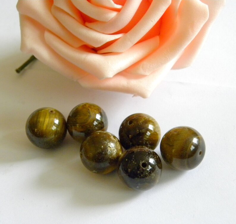 Tiger eye round bead Tiger Tiger eye round stone Tiger eye Tiger 14mm ++