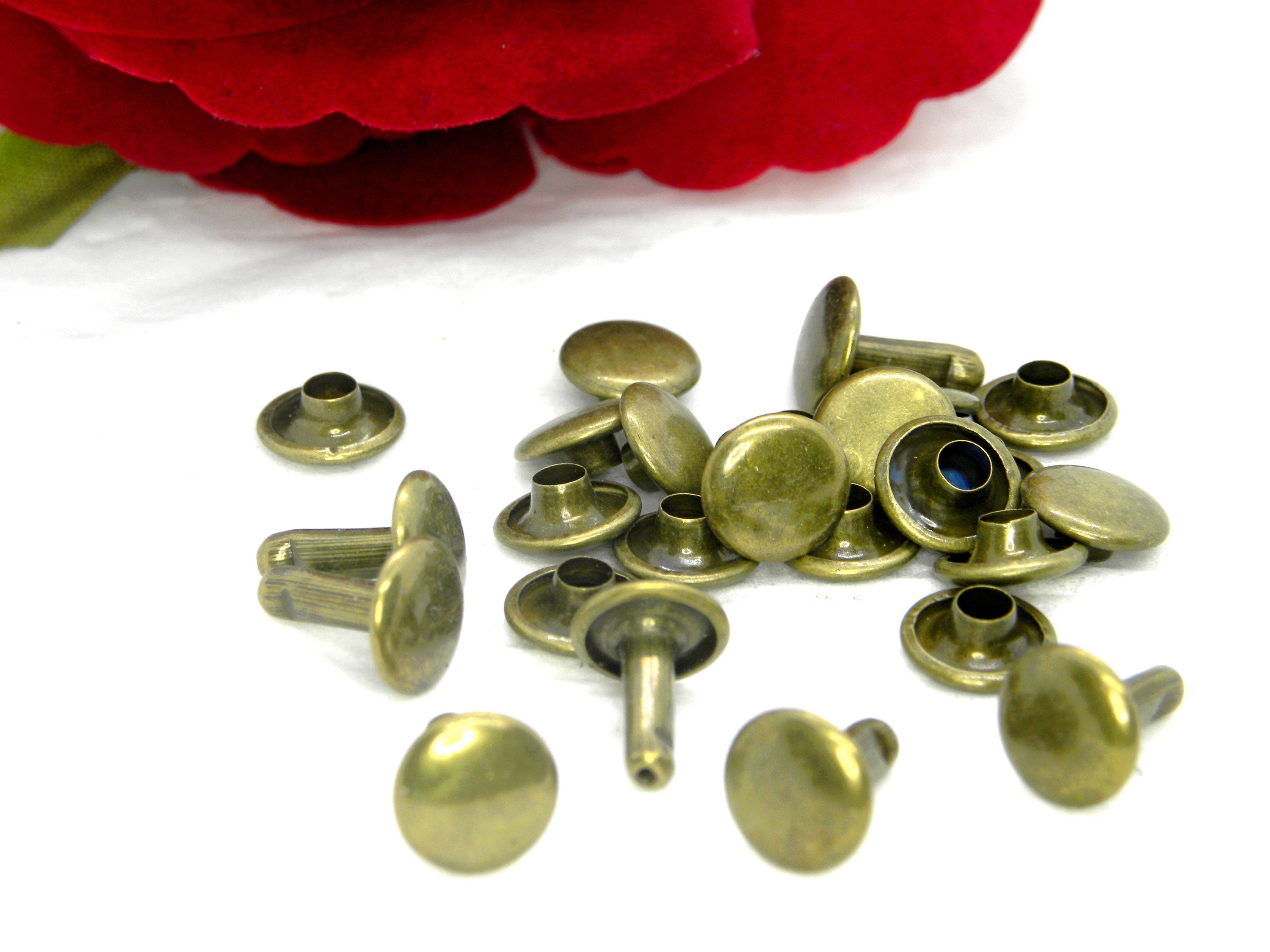 Flat bronze rivet engraved bronze rivet round bronze rivet Etsy