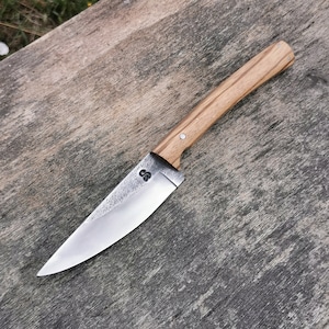 Zebranoholzmesser, gerades Messer, handgefertigtes Messer, patiniertes Messer, handgeschmiedetes Messer, handgefertigtes Messer, feststehendes Messer