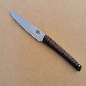 Rotes und schwarzes Micarta-Edelstahl-Tischmesser, Steakmesser, Tischmesser, Bastelmesser, handgefertigtes Messer, Originalmesser