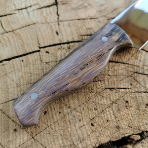 Palmen-Kochmesser, Küchenmesser, Kochmesser, lila Messer, Kunsthandwerkermesser, handgefertigtes Messer, großes Küchenmesser