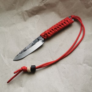 Paracord-Messer, gerades Messer, handgefertigtes Messer, Bushcraft-Messer, handgeschmiedetes Messer, handgefertigtes Messer, feststehendes Messer