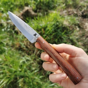 Messer aus rotem Ebenholz, gerades Messer, handgefertigtes Messer, gebürstetes Messer, handgeschmiedetes Messer, handgemachtes Messer, feststehendes Messer