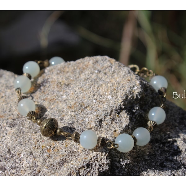 Bracelet bronze en pierres de Jade