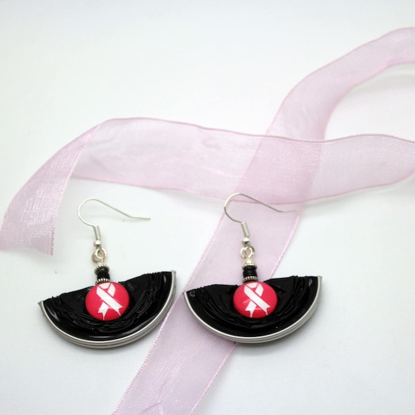 Boucles d'Oreilles Ruban Rose - Cancer du Sein