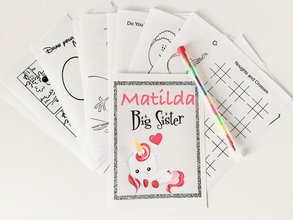 Personalised A6 Activity Pack Book Gift Party Bag For Big Sister Brother