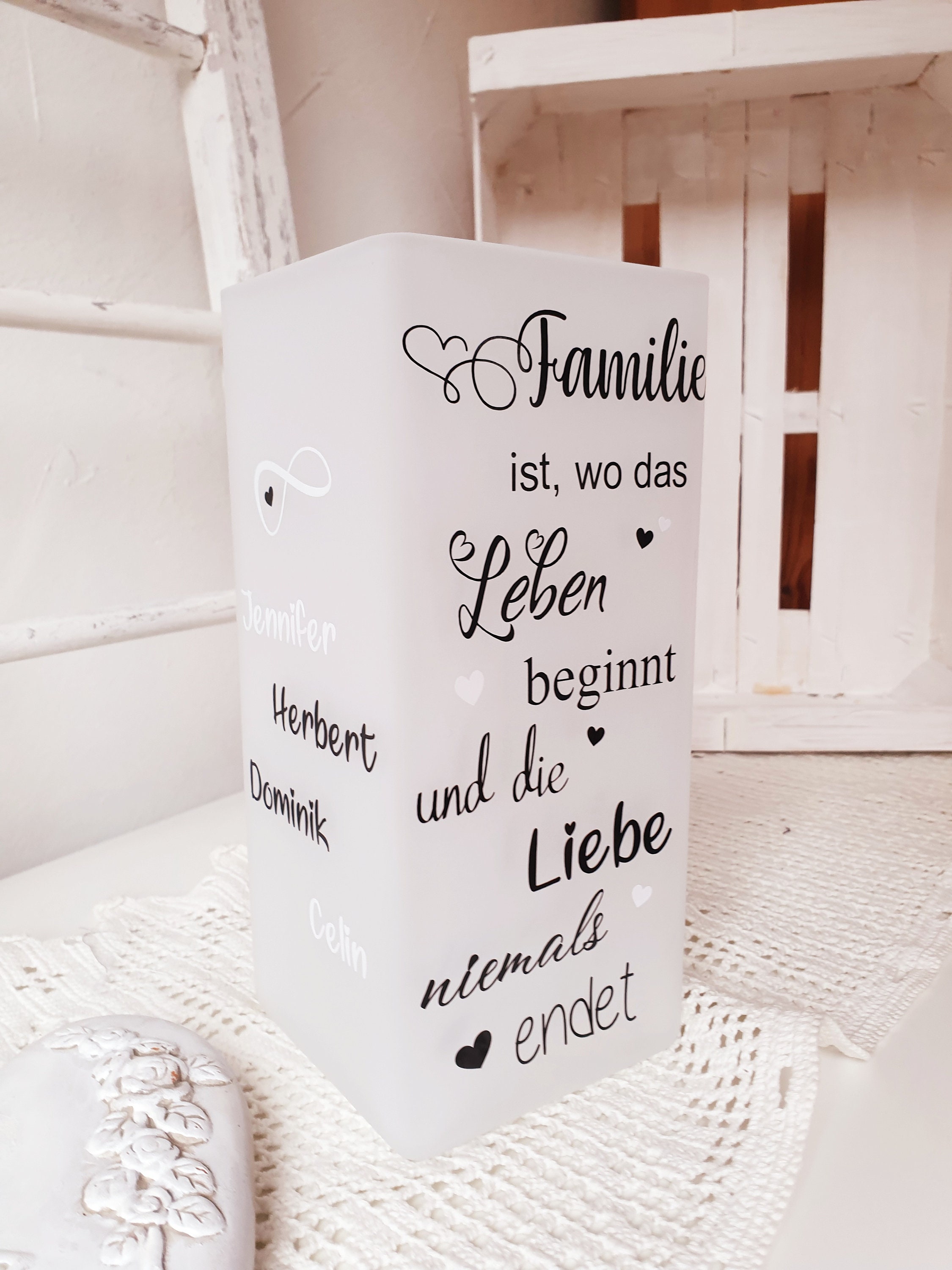 Wunderschöne Lampe mit Namen und Spruch Familie Etsy