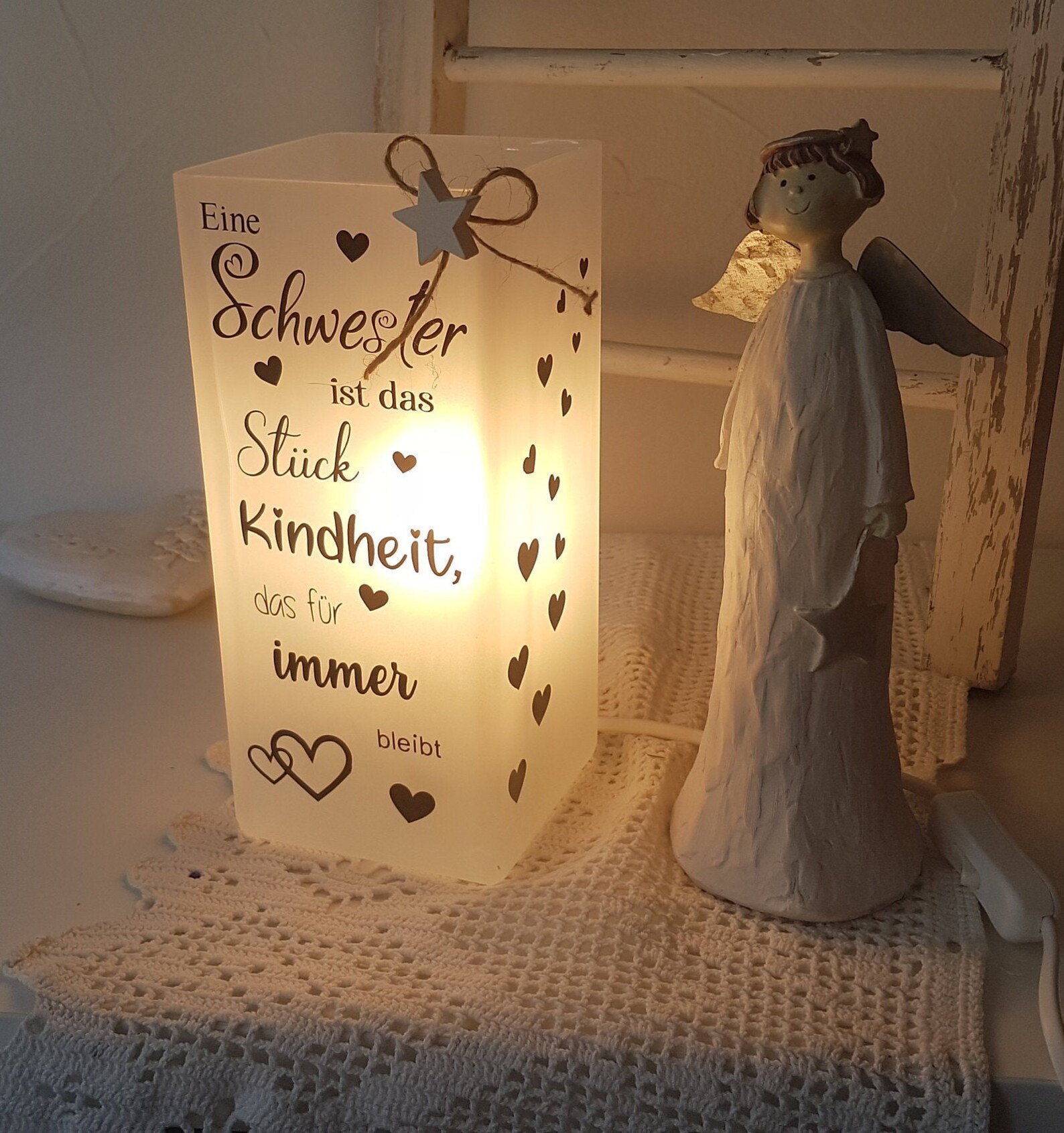 Wunderschöne Lampe mit Spruch fpr Geschwister Schwester Bruder Etsy