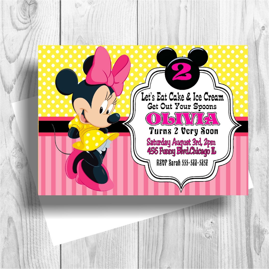 Minnie Mouse Birthday Invitation Printable File Pink Minnie - Etsy
