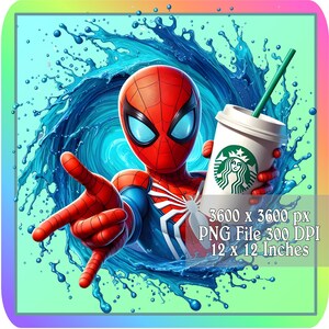 Spiderman Png, image pour amateur de café, tasse à café Spidey Png, téléchargement immédiat graphique, image de fête imprimable, a117