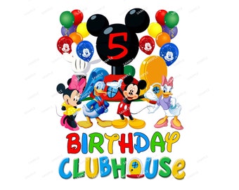 Mouse Balloon Party 5th Birthday Png, Mouse Ears Fifth Birthday PNG, Birthday Boy Png, Vacation Png, Magical  Kingdom Png,  922