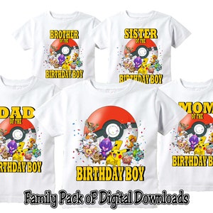Family Bundle Birthday Png, Cartoon Png, Birthday Party Png, Iron On Download Png, Pika Png, Birthday Boy Png, Poki Png 982