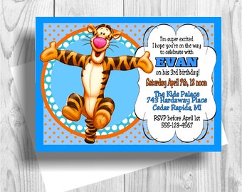 Tigger Birthday Invitation Printable File, Tigger Pooh Birthday Party Invite Graphic Image, 108