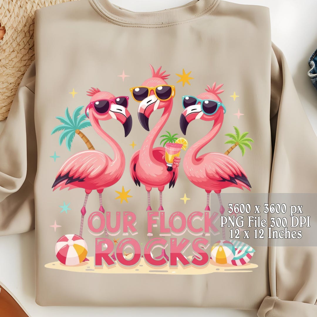 This Flock Rocks Our Flock Rocks Png, Pink Flamingo Image, Summer Beach Flamingos Image ...