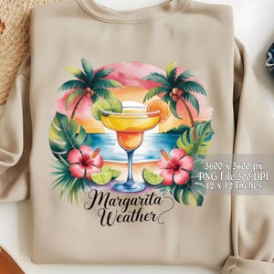 Margarita météo Png, Image de boisson tropicale, Image météo d'une île tropicale, T-shirt graphique à téléchargement immédiat, Imprimable Png, a514