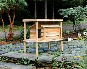 Large Outdoor Cat House with Deck and Loft