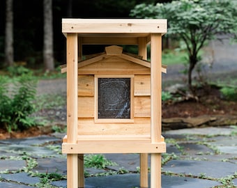Small Outdoor Cat House with Deck and Loft