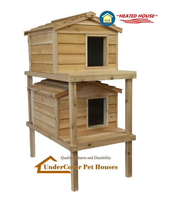 Large Heated Double Decker Cat House Outdoor Cat House/feral Cat House/cat  Shelter/feral Cat Shelter/outdoor Cat House for Winter - Etsy