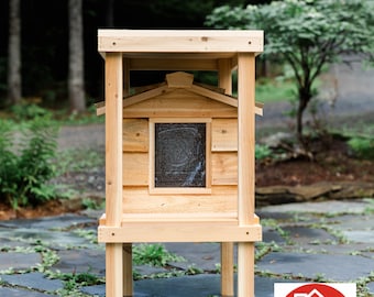 Small Heated Outdoor Cat House with Deck and Loft