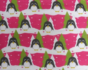 Pinguins Sweat Jersey Pinguinstoff rot Hilco 50 cm Meterware Sweaty nähen