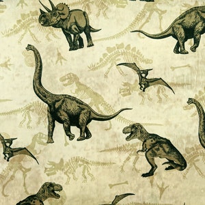 Sweat Dinos, 29cm Rest, Hilco Prehistorical Khaki, Öko-Tex, leichter Baumwoll-Sweat, beige