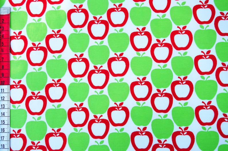 Jersey Apples Red Green, 50 cm, Little Darling, Eco-Tex image 1