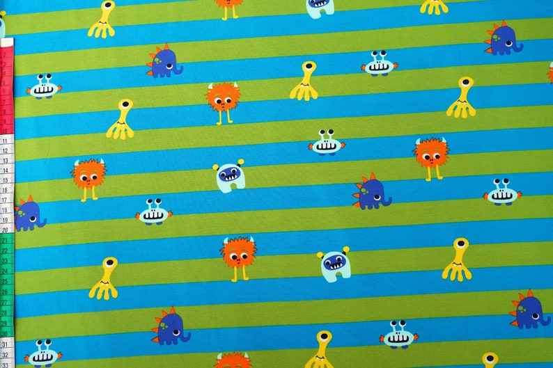Jersey Monster Fright, 50 cm, Stripes Blue Green, Eco-Tex image 2