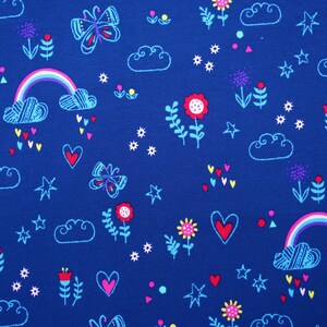 Jersey Hearts Rainbow, 50 cm, Little Darling, blue, Oeko-Tex, cotton jersey image 2