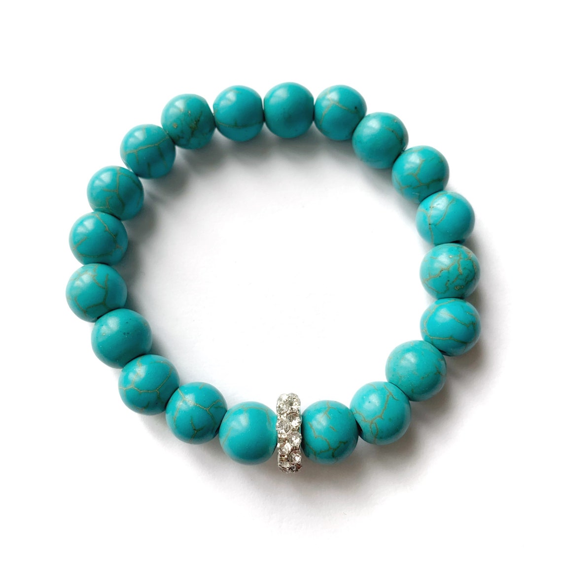 Neptune Turquoise Gemstone Beaded Bracelet - Etsy