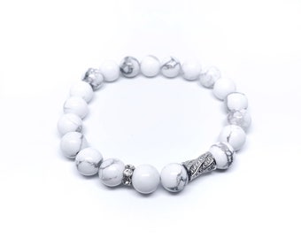 Frost White Howlite Gemstone Beaded Bracelet