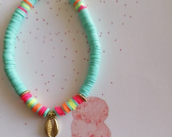 Surfer bracelet with turquoise heischi beads and golden cowrie charm