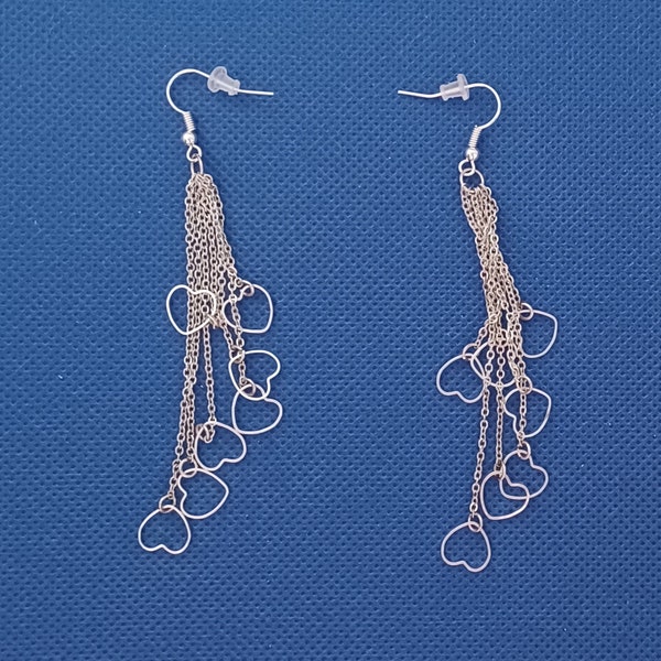 Boucles d'oreilles cascade de coeurs