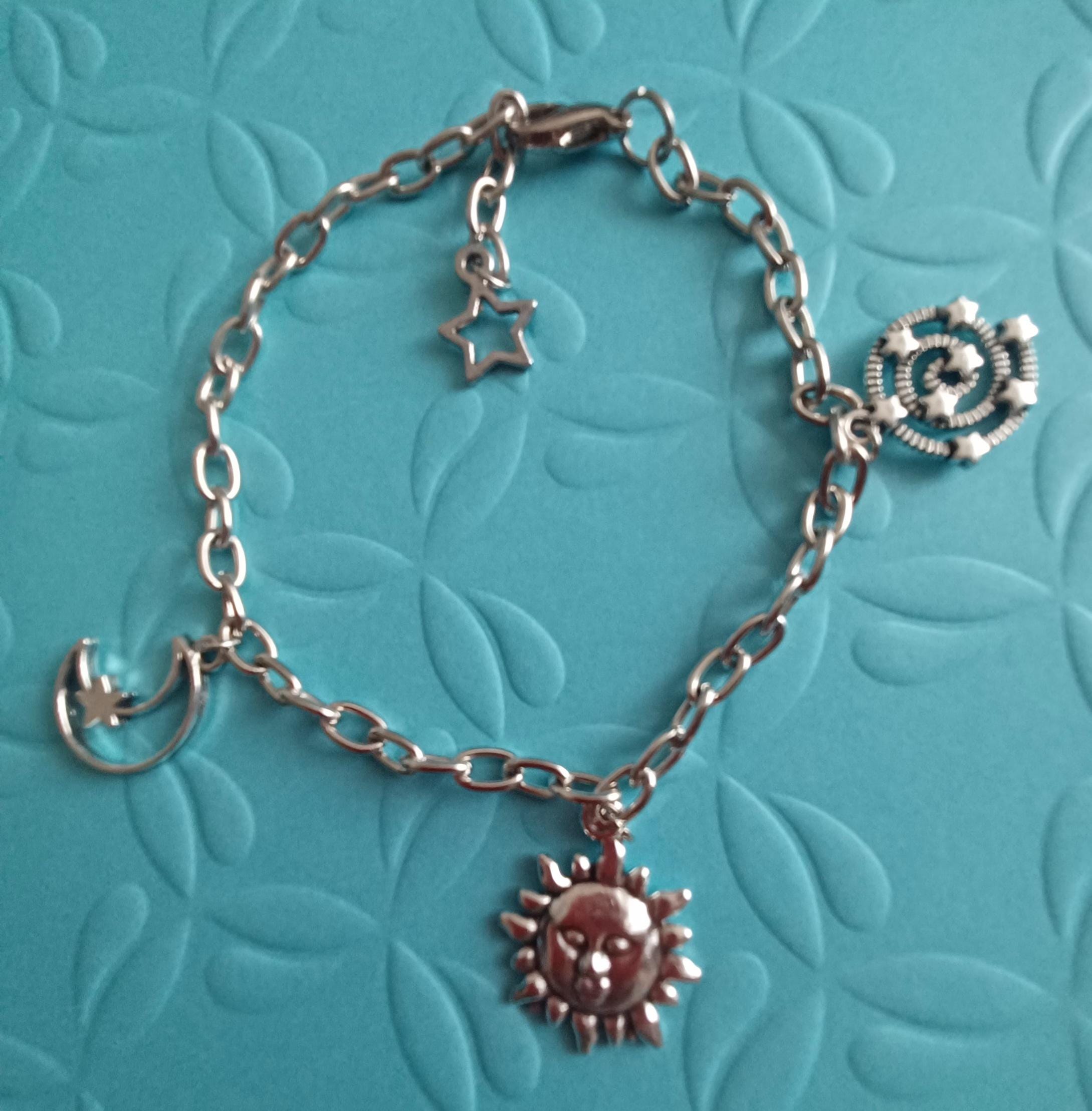 Stainless steel ankle bracelet with star charms