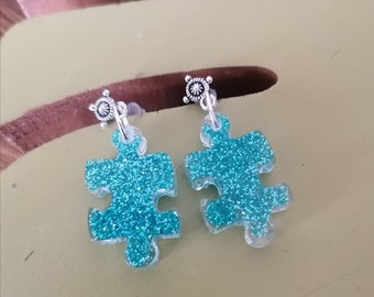 Resin puzzle earrings