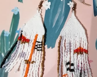 woven earrings with miyuki beads