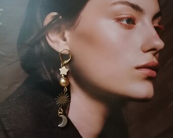 sun moon and star earrings