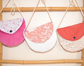 Children's shoulder bag, in cotton and milleraies velvet