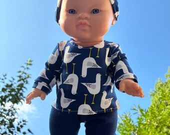 Doll clothes, pajama set, pants, sweater and hat for Paola Reina and Minikane, Velcro closure
