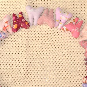 Tooth-shaped cushion for baby teeth, for the tooth fairy or mouse, pink tones image 2