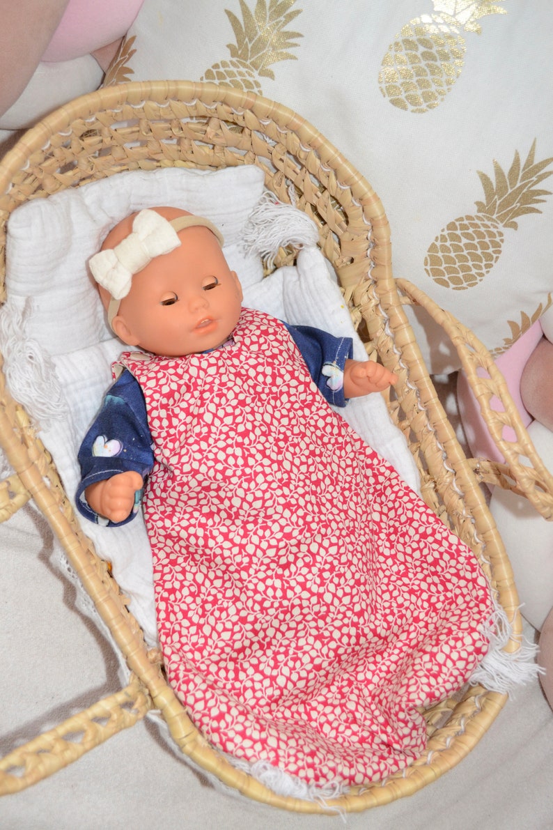 Sleeping bag, sleeping bag, blanket, sheets for Paola Reina doll and baby doll, Corolle, Minikane in double gauze and cotton image 5