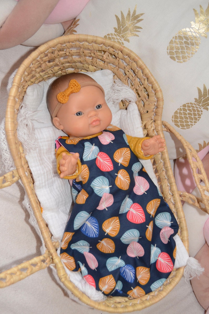 Sleeping bag, sleeping bag, blanket, sheets for Paola Reina doll and baby doll, Corolle, Minikane in double gauze and cotton image 4