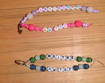 Keyring or bag charm for grandma, grandpa, mom, dad, nanny, teacher, big sister, big brother