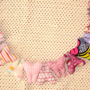 Tooth-shaped cushion for baby teeth, for the tooth fairy or mouse, pink tones image 3