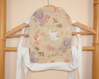 Baby carrier, physiological-type doll carrier, Meitaï style for children, natural and double white gauze